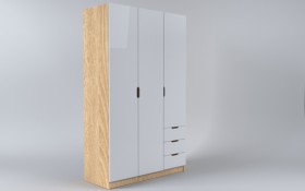 Шкаф 3-х створчатый с ящиками Лофт (Белый/корпус Дуб Сонома) в Нерюнгри - neryungri.katalogmebeli.com | фото