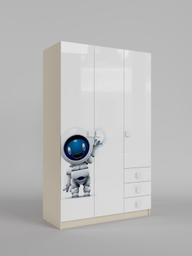 Шкаф 3-х створчатый с ящиками Санни (Белый/корпус Клен) в Нерюнгри - neryungri.katalogmebeli.com | фото
