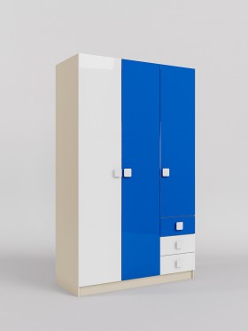 Шкаф 3-х створчатый с ящиками Скай люкс (Синий/Белый/корпус Клен) в Нерюнгри - neryungri.katalogmebeli.com | фото