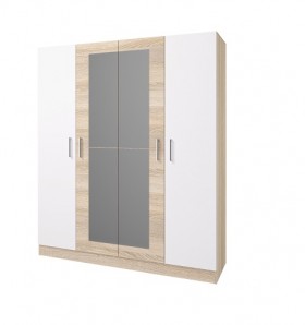 Шкаф 4-х створчатый Леси с зеркалом (Сонома/Белый) в Нерюнгри - neryungri.katalogmebeli.com | фото