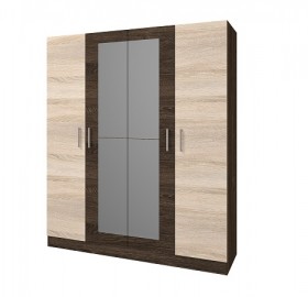Шкаф 4-х створчатый Леси с зеркалом (Кантер/Сонома) в Нерюнгри - neryungri.katalogmebeli.com | фото 1