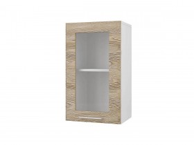 Шкаф 40 с витриной Полонез (Сосна Бран/Белый) в Нерюнгри - neryungri.katalogmebeli.com | фото