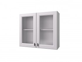 Шкаф 80 с 2-мя витринами Ева (Белый Софт/корпус Белый) в Нерюнгри - neryungri.katalogmebeli.com | фото