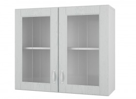 Шкаф 80 с 2-мя витринами Камелия (Арктик/корпус Белый) в Нерюнгри - neryungri.katalogmebeli.com | фото