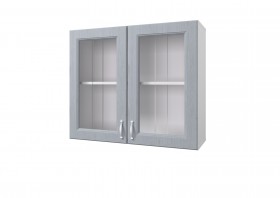 Шкаф 80 с 2-мя витринами Принцесса (Серый/корпус Белый) в Нерюнгри - neryungri.katalogmebeli.com | фото