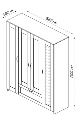 Шкаф четырехдверный Сириус с 1 зеркалом и 1 ящиком белый в Нерюнгри - neryungri.katalogmebeli.com | фото 3