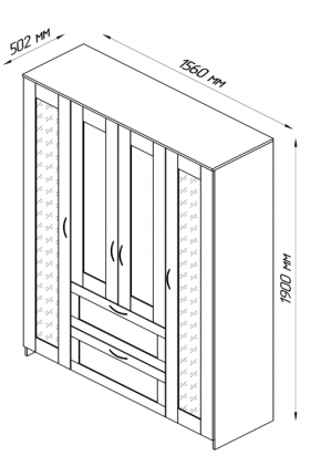Шкаф четырехдверный Сириус с 1 зеркалом и 2 ящиками белый в Нерюнгри - neryungri.katalogmebeli.com | фото 2