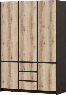Модульная система "Прага" Шкаф для одежды трехстворчатый Дуб Венге/Дуб Делано в Нерюнгри - neryungri.katalogmebeli.com | фото 1