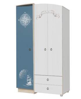 Шкаф для одежды Бриз 1200 Дуб ривьера/ Рамух белый/синий в Нерюнгри - neryungri.katalogmebeli.com | фото