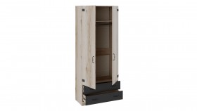 Шкаф для одежды комбинированный «Окланд» (Фон Черный/Дуб Делано) в Нерюнгри - neryungri.katalogmebeli.com | фото 2