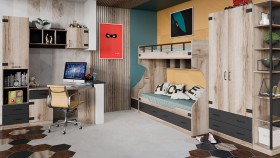 Шкаф для одежды комбинированный «Окланд» (Фон Черный/Дуб Делано) в Нерюнгри - neryungri.katalogmebeli.com | фото 4