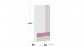 Шкаф для одежды комбинированный «Сканди» Дуб Гарден/Белый/Лиловый в Нерюнгри - neryungri.katalogmebeli.com | фото 5