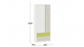 Шкаф для одежды комбинированный «Сканди» Дуб Гарден/Белый/Зеленый в Нерюнгри - neryungri.katalogmebeli.com | фото 5