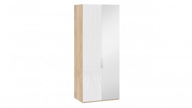 Шкаф для одежды с 1 глухой и 1 зеркальной дверями правый «Эмбер» Яблоня Беллуно/Белый глянец в Нерюнгри - neryungri.katalogmebeli.com | фото 1