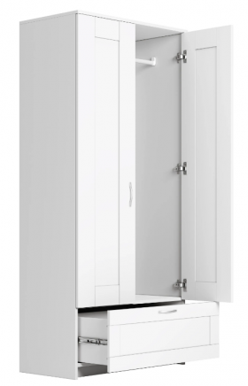 Шкаф двухдверный Сириус с 1 ящиком белый в Нерюнгри - neryungri.katalogmebeli.com | фото 3