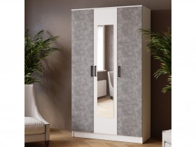 Шкаф комбинированный Ларс (1,2) с зеркалом белый/ателье светлое в Нерюнгри - neryungri.katalogmebeli.com | фото 3