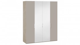 Шкаф комбинированный с 2 глухими и 2 зеркальными дверями «Эмбер» Баттл Рок/Серый глянец в Нерюнгри - neryungri.katalogmebeli.com | фото