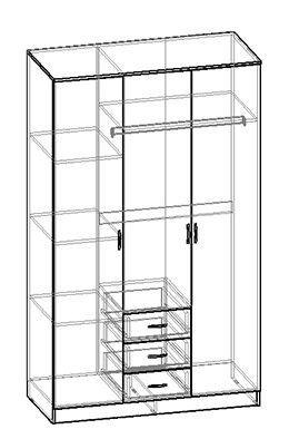 Шкаф 3-х створчатый комбинир с зеркалом Светлана (Венге/Дуб молочный) в Нерюнгри - neryungri.katalogmebeli.com | фото 3