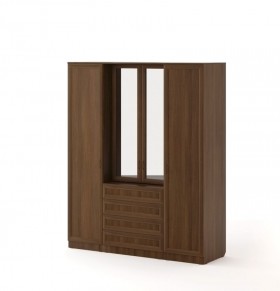 Шкаф с комодом Рамочный с зеркалами (Орех темный) в Нерюнгри - neryungri.katalogmebeli.com | фото