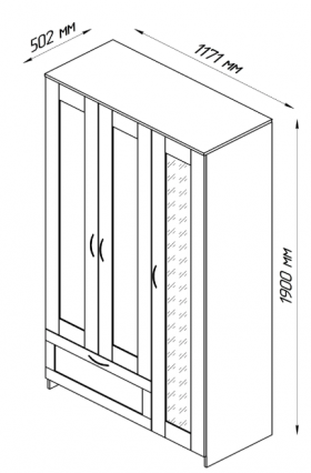 Шкаф трехдверный Сириус с зеркалом и 1 ящиком белый в Нерюнгри - neryungri.katalogmebeli.com | фото 2