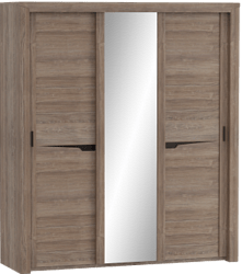 Шкаф трехдверный Соренто с раздвижными дверями Дуб стирлинг/Кофе структурный матовый в Нерюнгри - neryungri.katalogmebeli.com | фото 1
