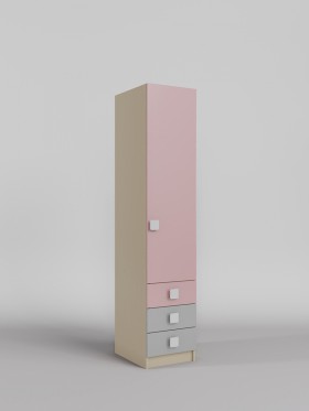 Шкаф угловой (секция с ящиками) Грэйси (Розовый/Серый/корпус Клен) в Нерюнгри - neryungri.katalogmebeli.com | фото 1