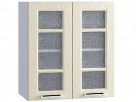 Шкаф верхний со стеклом 600, ШВС 600 (Клен кремовый/корпус белый) в Нерюнгри - neryungri.katalogmebeli.com | фото
