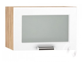 Шкаф верхний со стеклом Прага ШВГС 500 (Белое дерево/корпус дуб крафт золотой) в Нерюнгри - neryungri.katalogmebeli.com | фото