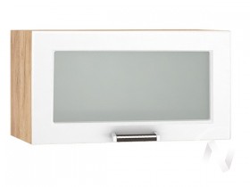 Шкаф верхний со стеклом Прага ШВГС 600 (Белое дерево/корпус дуб крафт золотой) в Нерюнгри - neryungri.katalogmebeli.com | фото