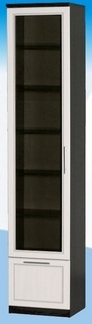Шкаф высокий с ящиком и стеклодверью ДЛЯ ГОСТИНОЙ ШВЯС-450 Венге/Дуб выбеленный в Нерюнгри - neryungri.katalogmebeli.com | фото