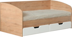 Скай М14 Кровать с ящиками 800*2000 (дуб бунратти/белый глянец) в Нерюнгри - neryungri.katalogmebeli.com | фото