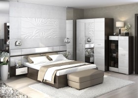 Спальня Вегас (Венге/Белый глянец) в Нерюнгри - neryungri.katalogmebeli.com | фото