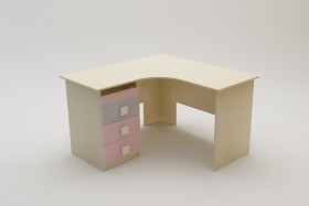 Стол угловой Грэйси (Розовый/Серый/корпус Клен) в Нерюнгри - neryungri.katalogmebeli.com | фото 2