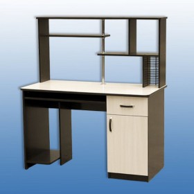 Компьютерный стол 1 с надстройкой (Венге/Дуб выбеленный) в Нерюнгри - neryungri.katalogmebeli.com | фото 2