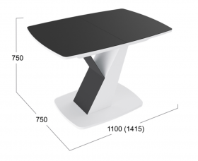 Стол обеденный «Гарда» Тип 1 (Белый/Стекло матовое черный графит) в Нерюнгри - neryungri.katalogmebeli.com | фото 3