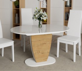 Стол обеденный «Монреаль» Тип 1 (Белый глянец/Бунратти) в Нерюнгри - neryungri.katalogmebeli.com | фото