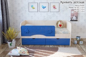 Техно Кровать детская 2 ящика 1.6 Синий глянец в Нерюнгри - neryungri.katalogmebeli.com | фото 1