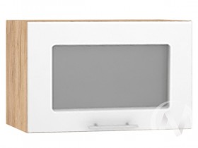 Шкаф со стеклом Валерия-М ШВГС-500 (Белый глянец/Дуб Крафт Золотой/верхний/горизонтальный) в Нерюнгри - neryungri.katalogmebeli.com | фото