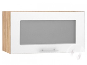 Шкаф со стеклом Валерия-М ШВГС-600 (Белый глянец/Дуб Крафт Золотой/верхний/горизонтальный) в Нерюнгри - neryungri.katalogmebeli.com | фото