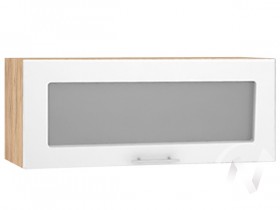 Шкаф со стеклом Валерия-М ШВГС-800 (Белый глянец/Дуб Крафт Золотой/верхний/горизонтальный) в Нерюнгри - neryungri.katalogmebeli.com | фото