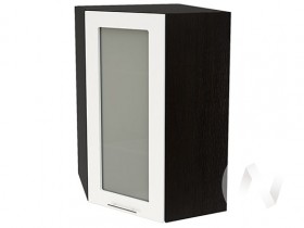 Угловой шкаф со стеклом Валерия-М ШВУС-599 (Белый глянец/Венге/верхний/высокий) в Нерюнгри - neryungri.katalogmebeli.com | фото